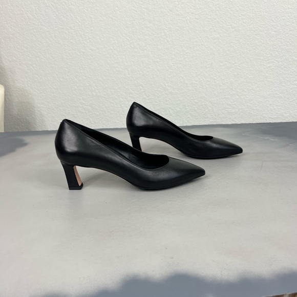 Scarlett Chase Amore 55 Pump Black Leather Pointy Toe Block Heels in Napa Black - Picture 1 of 9